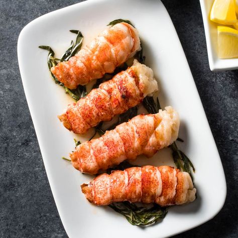 Sous Vide Butter Poached Lobster Tail | Cook's Illustrated Poached Lobster Tail, Sous Vide Lobster, Butter Poached Lobster Tail, Wooden Skillet, Butter Poached Lobster, Poached Lobster, Frozen Lobster, Lobster Recipes Tail, Lobster Tail