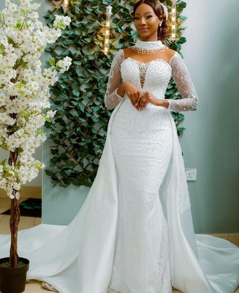 Latest Wedding Gowns, African Bridal Dress, Glam Wedding Dress, Plus Wedding Dresses, Bridal Gown Styles, Elegant Bridal Gown, Wedding Gown Inspiration, Detachable Skirt, Civil Wedding Dresses