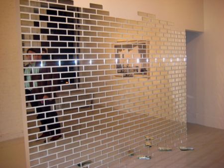 mirror brick wall Mirrored Subway Tile, Mirror Decorations, Smoked Mirror, Public Toilet, Trash Talk, Co Living, College Apartment Decor, Mirrored Wall, Glass Brick