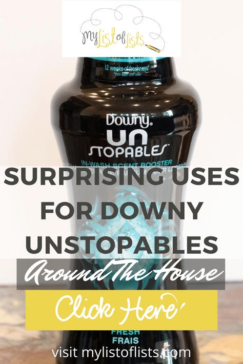 10 Genius Things to Do With Downy Unstoppables - My List of Lists Reuse Downy Unstoppables Container, Downy Unstoppables Uses House Smells, Downey Unstoppables, Diy Air Freshner, Homemade Room Spray, Closet Freshener, List Of Lists, Downy Unstoppables, Downy Infusions