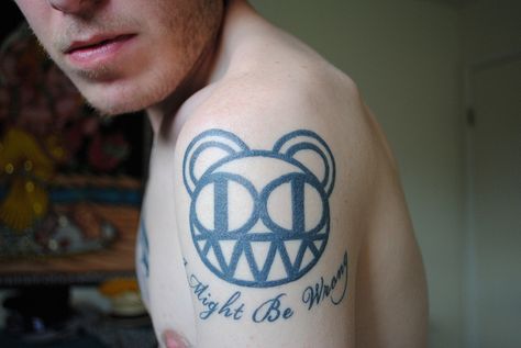 I Might Be Wrong - Radiohead Bear Radiohead Bear, Radiohead Logo, Radiohead Tattoo, Ankle Band Tattoo, Band Tattoos For Men, Bear Tattoo, Logo Project, Band Tattoo, Bear Logo