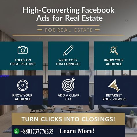 📈 How to Create High-Converting Facebook Ads for Real Estate Listings 🏡💻 📣 Struggling to Turn Views into Buyers? Learn How to Make Facebook Ads That Sell Real Estate! 🏡 Hi, real estate friends! 👋 Ever wonder why some Facebook ads work and others fall flat? I've run many ad campaigns and found a few key strategies that work. Let me tell you what gets results for real estate agents in the USA. ✅Focus on Great Pictures First 🎨 You have a moment to catch someone's eye. Use top-notch profession... Sell Real Estate, Ad Campaigns, Facebook Ads, Facebook Ad, Selling Real Estate, Real Estate Agents, Great Pictures, Ad Campaign, Estate Agents