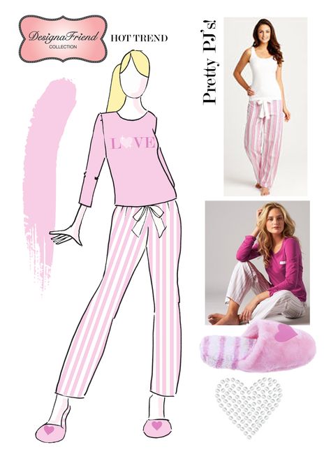 Night Wear Illustration Sketch, Sleepwear Drawing, Pyjamas Drawing, Pretty Pyjamas, Pants Drawing, Dolls Outfits, Fashion Drawings, Fashion Illustration Sketches Dresses, Sketches Dresses