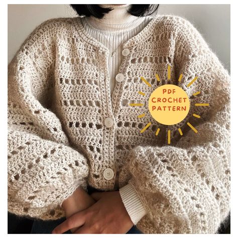 Crochet No Sew Pattern, Crochet Mohair Cardigan, Crochet No Sew, Cardigan Pattern Crochet, Pattern Crochet Sweater, Cardigan Au Crochet, Gilet Crochet, Crochet Mignon, Confection Au Crochet