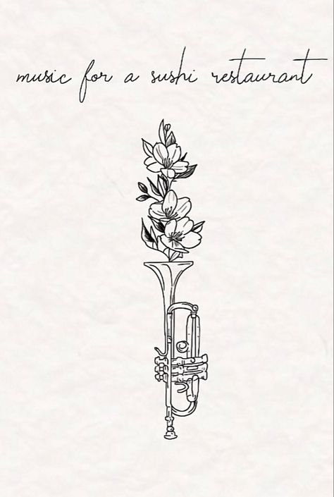 Trumpet Tattoo, Music Related Tattoos, Music For A Sushi Restaurant, Petite Tattoos, Sushi Restaurant, Music Tattoos, Trombone, Minimal Tattoo, Piercing Tattoo