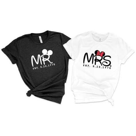 Disney Mr. And Mrs Shirts, Mickey And Minnie Disney Shirt Mickey And Minnie Shirts, 20th Anniversary Shirts, Disney Honeymoon Shirts, Minnie Shirts, Mr And Mrs Shirts, Mrs Shirts, Disney Anniversary, Disney Honeymoon, Disney Couple Shirts