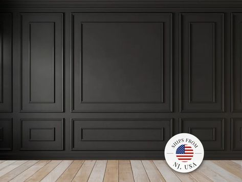 Wall Paneling Ideas, Wainscoting Kits, Wall Molding Design, Accent Wall Panels, Paneling Ideas, Accent Wall Design, Black Feature Wall, Dining Room Accents, Room Accent Wall