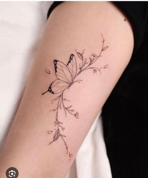 Fine Line Butterfly Tattoos, Three Butterfly Tattoo, Unique Butterfly Tattoos, Butterfly Tattoos For Women, Tattoo Designs For Girls, Butterfly Tattoos, Collar Bone Tattoo, Cute Tattoos For Women, Spine Tattoos