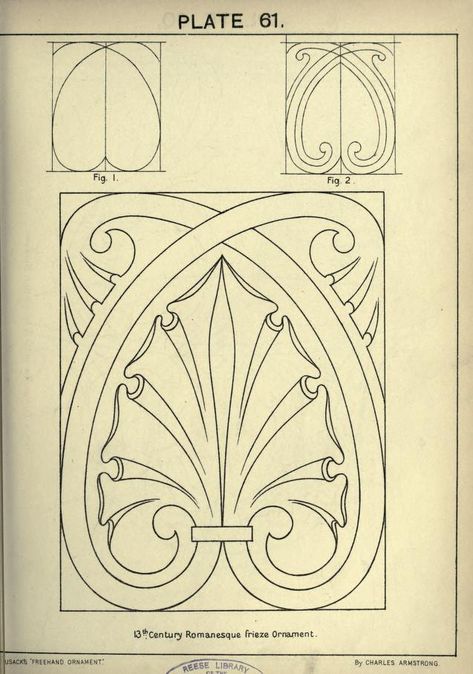 Cusack's freehand ornament. A text book with chapters on elements, principles, and methods of freehand drawing, for the general use of teachers and students .. : Armstrong, Charles : Free Download, Borrow, and Streaming : Internet Archive Motifs Art Nouveau, Antique Vases, Ornament Drawing, Leather Pattern, Arabesque, Islamic Art, Wood Carving, R A, Public Domain