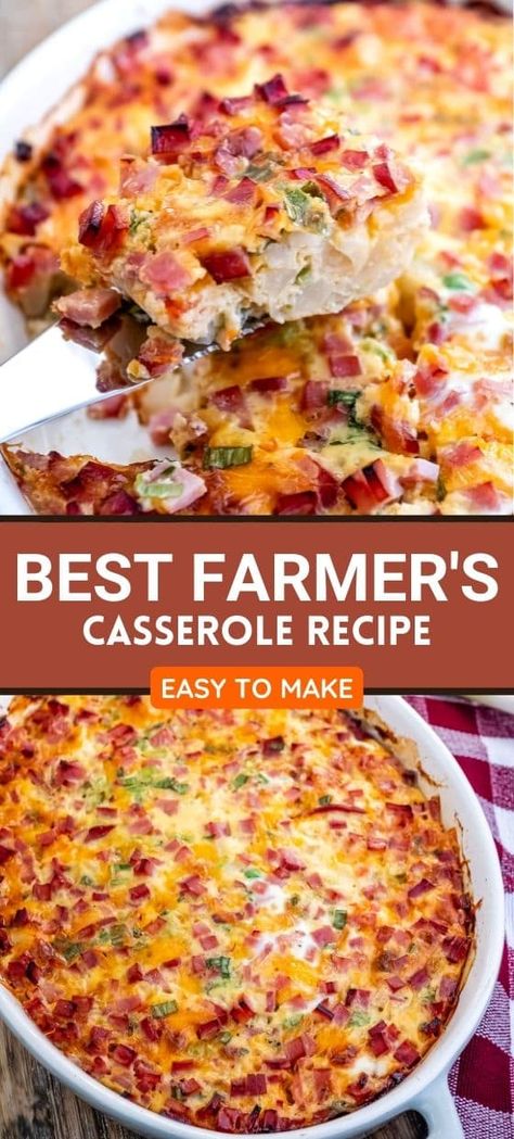 Farmer's Casserole Recipe Farmers Casserole, Cook Eggs, Thanksgiving Brunch, Making Breakfast, Brunch Casserole, Breakfast Casserole Easy, Ham Cheese, Brunch Dishes, Yummy Casseroles