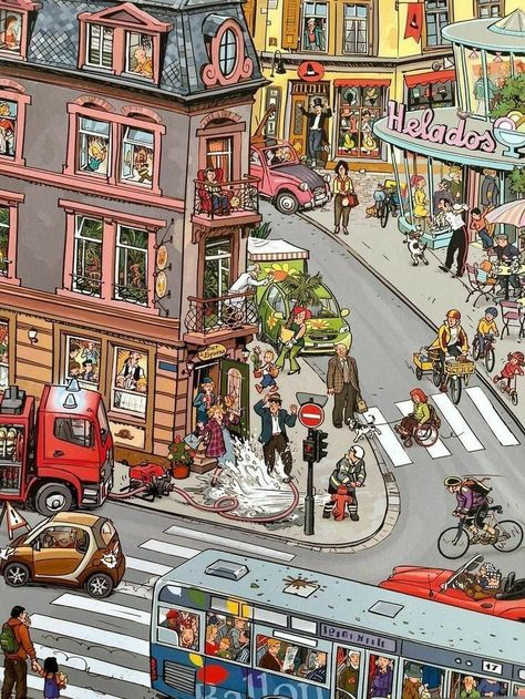 Busy City Illustration, Illustration Objects, Esl Flashcards, Picture Prompts, Picture Books Illustration, Bd Comics, City Illustration, Dream City, Like And Subscribe