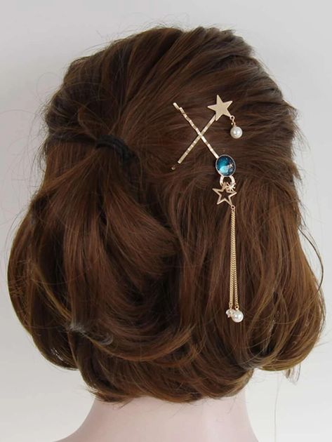 Cute Bobby Pins, Hair Pins Diy, Yiqing Yin, Flower Ear Cuffs, Star Decor, Bead Hair Accessories, Bobby Pin Hairstyles, Pretty Jewelry Necklaces, Gaun Fashion