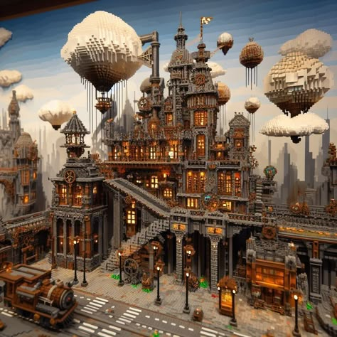 #minecraft #steampunk Minecraft Steampunk Clock Tower, Steampunk Town Minecraft, Steampunk Minecraft Base, Steampunk Building Minecraft, Steam Punk Buildings, Minecraft Steampunk Village, Minecraft Industrial District, Minecraft Giant Builds, Minecraft Create Mod Ideas