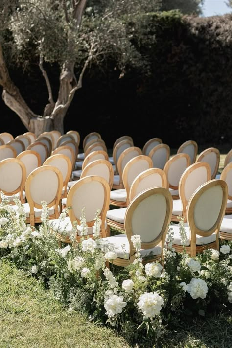 Hanging Florals, Wedding Ceremony Chairs, Classy Wedding Decor, Ceremony Chairs, Garden Weddings Ceremony, Ceremony Design, Wedding Money, European Wedding, White Wedding Flowers