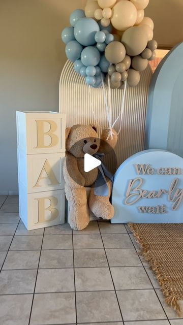 Nicole Creations Houston on Instagram: "We can Bearly wait 🧸  #eventplanner #babyshower #itsaboy #teddybear #wecanbearlywait #teddybearthemebabyshower #houston #houstoneventplanner" We Bearly Can Wait, Teddy Bear Decorations Ideas, We Can Bearly Wait Centerpieces, We Can Bearly Wait Decorations, Can Bearly Wait, Bear Baby Shower Table Decor, Nearly Wait Baby Shower Ideas, We Can Barely Wait Cake, Teddy Bear Baby Shower Theme Decoration