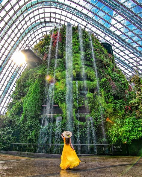 Travel & Lifestyle I Singapore on Instagram: “Discover Singapore 🇸🇬 l Gardens by the Bay⁣ ⁣ At Gardens by the Bay's cloud forest admiring our indoor waterfall with surreal mist and…” Gardens By The Bay Photo Ideas, Sentosa Island Singapore Outfit, Gardens By The Bay Outfit, Singapore Aesthetic Outfit, Singapore Instagram Photos, Singapore Aesthetic Photography, Singapore Poses, Singapore Fits, Cloud Forest Singapore