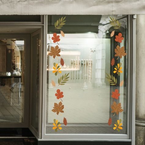 These Autumn October Leaves Retail Window Graphics are perfect for capturing the attention of your customers with a stylish and eye-catching window display. Featuring a classic leafy design, these graphics will add a timeless touch to your shop front. Set of 34 leaves, various sizes, largest 21 x 18cm, smallest 9 x 6cm *** Need something bespoke? ***We’ll work closely with you to design something that suits your business and style to project your brands identity using our bespoke design service. Autumn Window Display Retail, October Leaves, Autumn Window Display, Painted Window Art, Fall Windows, Window Display Retail, Autumn October, Interactive Walls, Window Graphics