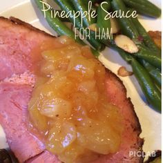 1.1k000310Easter is right around the corner so I just had to share a family favorite recipe for Pineapple Sauce. This sauce is so easy to make and is perfect to smother over Easter ham. Plus, you know how ham can get cold pretty quickly? Well this recipe is served hot so it just warms your … Sauce To Serve With Ham, Pinapple Ham, Sauce For Ham, Cowboy Salsa, Pineapple Glaze For Ham, Cooking Ham, Ham Gravy, Degree Deodorant, Ham Sauce