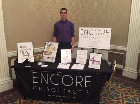 Chiropractic Marketing Ideas || Event Table Setup || Encore Chiropractic Chiropractic Booth Ideas, Health Fair Ideas, Chiropractic Marketing Ideas, Vendor Booth Ideas, Chiropractic Marketing, Health Fair, Healthcare Marketing, Vendor Booth, Patient Education