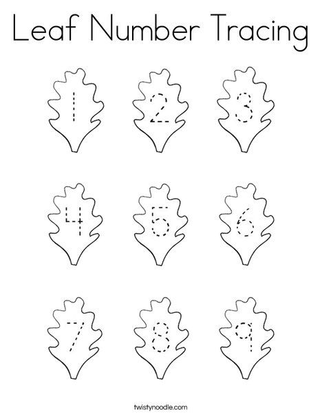 Leaf Number Tracing Coloring Page - Twisty Noodle Leaf Shape Coloring, Leaf Numbers Preschool, Leaf Math Activities Preschool, Leaf Theme Preschool Activities, Leaf Preschool Activities, Leaf Activities Preschool, Leaf Worksheet, Leaf Tracing, Abc Bootcamp