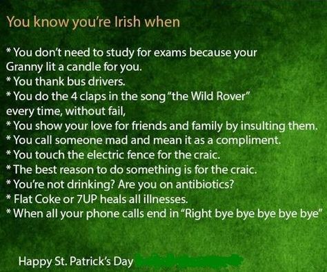 you know you're irish when | You know you're Irish when... | Humour & Hubris Irish Curse, Irish Poems, Irish Phrases, Irish Folk Songs, As Gaeilge, Erin Go Braugh, Irish Prayer, Silver Celtic Jewelry, Irish Folk