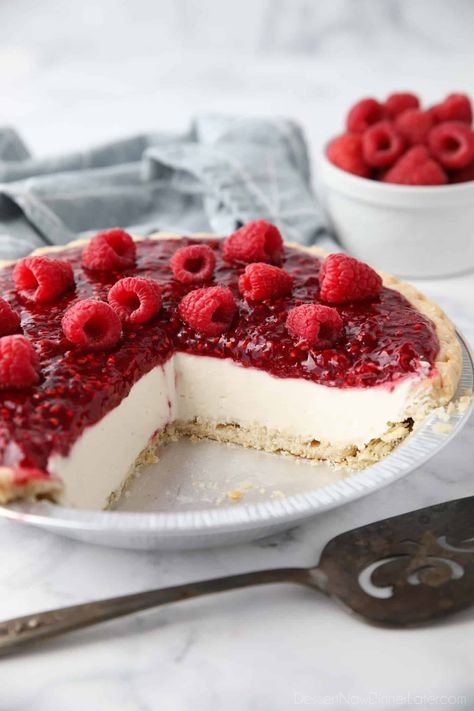 Raspberry Cream Pie has layers of whipped cream cheese filling and a jammy raspberry topping inside of a flaky pastry crust. It's not too sweet, not too tart, and can be made year round with fresh or frozen raspberries. Raspberry Custard Pie, Whipped Cream Cheese Filling, Raspberry Cream Pie, Pie Night, Raspberry Topping, Raspberry Pie Recipe, Keto Pies, Raspberry Cream Pies, Raspberry Pie Filling