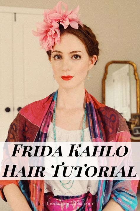 Frida Kahlo Short Hair, Frida Kahlo Hairstyle Tutorial, Frida Kahlo Braids, Frida Khalo Hairstyle, Frida Kahlo Hair Tutorial, Frida Kahlo Costume Diy, Frida Hairstyle, Frida Kahlo Hairstyle, Frida Kahlo Hair