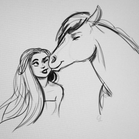 Christina Sanchez - Super duper quick sketch!! Haven't drawn ... Horse Sketch Easy Step By Step, Horse And Girl Drawing, Horse Drawing Ideas, Easy Horse Drawing, Horse Doodle, Horse Art Drawing, Girl Horse, Tumblr Drawings, Horse Sketch