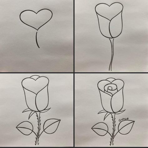 How To Draw A Rose Easy, Easy Rose Drawing, Rose Drawing Simple, Draw A Rose, Simple Rose, Rose Drawing, Easy Drawings Sketches, Drawings Simple, Cute Doodles