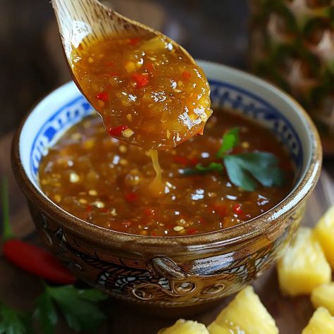 Asian Pineapple Sauce, Chili Pineapple Sauce, Pineapple Sauce For Chicken, Sweet Chili Pineapple Sauce, Homemade Beefaroni Recipe, Chili Dipping Sauce, Shake N Bake Chicken, Spicy Pineapple, Homemade Naan Bread