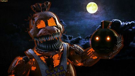 Jack o' Chica's Halloween postcard,  awesome! Halloween Desktop Wallpaper, Nightmare Before Christmas Pumpkin, Jack Skellington Pumpkin, Nightmare Before Christmas Wallpaper, New Nightmare, Nightmare Before Christmas Halloween, Halloween Express, Fnaf Wallpapers, Halloween Time