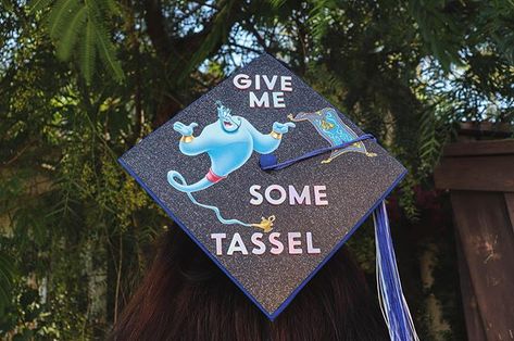 often imitated, but never duplicated 💙 aladdin, genie grad cap ★·.·´¯`·.·★ follow @motivation2study for daily inspiration Disney Grad Caps, Graduation Cap Decoration Nursing, Disney Graduation Cap, Creative Graduation Caps, Graduation Cap Ideas, Disney Graduation, Graduation Cap Decoration Diy, High School Graduation Cap, College Graduation Cap Decoration