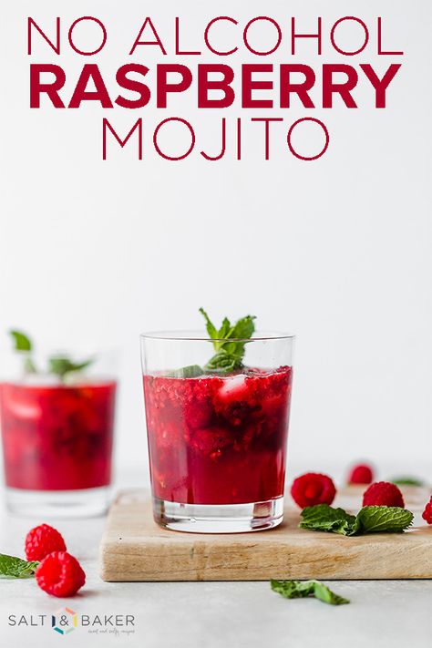 Raspberry Mojito Recipe, Mocktail Mojito, Mocktail Drinks, Raspberry Mojito, Mojito Mocktail, Summer Market, Pudding Shots, Alcohol Free Drinks, Drink Recipes Nonalcoholic