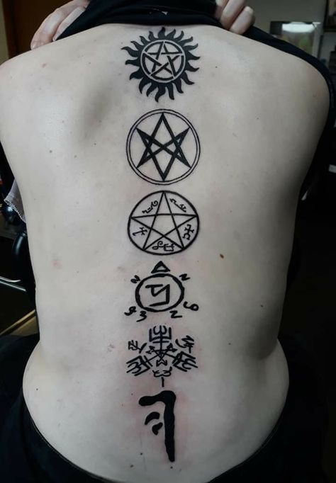 Supernatural Inspired Tattoos, Sam And Dean Tattoo, Supernatural Tattoo Ideas, Spn Tattoo, Supernatural Anti Possession Tattoo, Supernatural Symbols, Terrible Tattoos, Supernatural Tattoo, Mystical Tattoos