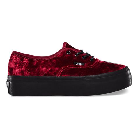 Velvet Authentic Platform in red/black Vans Authentic Platform, Velvet Vans, Shoes Illustration, Velvet Shoes, Shoes Teen, Latest Shoe Trends, Women's Vans, Olivia Palermo, Leather Shoes Woman