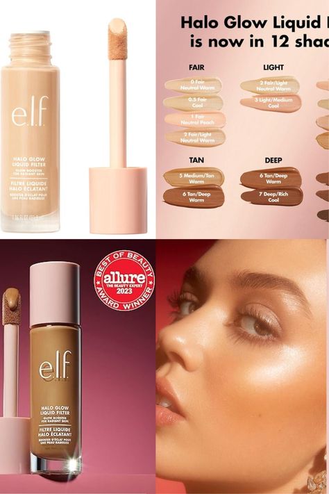 Glowing Skin By Catherine Elf Halo Glow Concealer, Elf Halo Glow Liquid Filter, Glowy Primer, Skin Care Routine Face, Elf Halo Glow, Glow Concealer, Halo Glow Liquid Filter, Skin Care Routine Products, Halo Glow