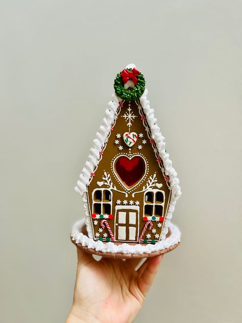 Clay Gingerbread House, Gingerbread Tea, Cardboard Gingerbread House, Clay Gingerbread, Ginger Bread House Diy, Gingerbread House Designs, Gingerbread Diy, Gingerbread House Decorations, Xmas 2024