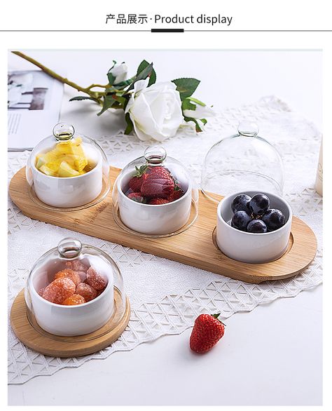 Japanese tableware black ceramic dessert bowl fruit platter creative glass cover household snack plate dried fruit cake plate|Bowls| - AliExpress Jars Kitchen, Luxury Tea, Snack Mixes, Glass Cookie Jars, Glass Dessert Bowls, Dining Room Centerpiece, Pink Porcelain, Glass Dessert, Table Ware