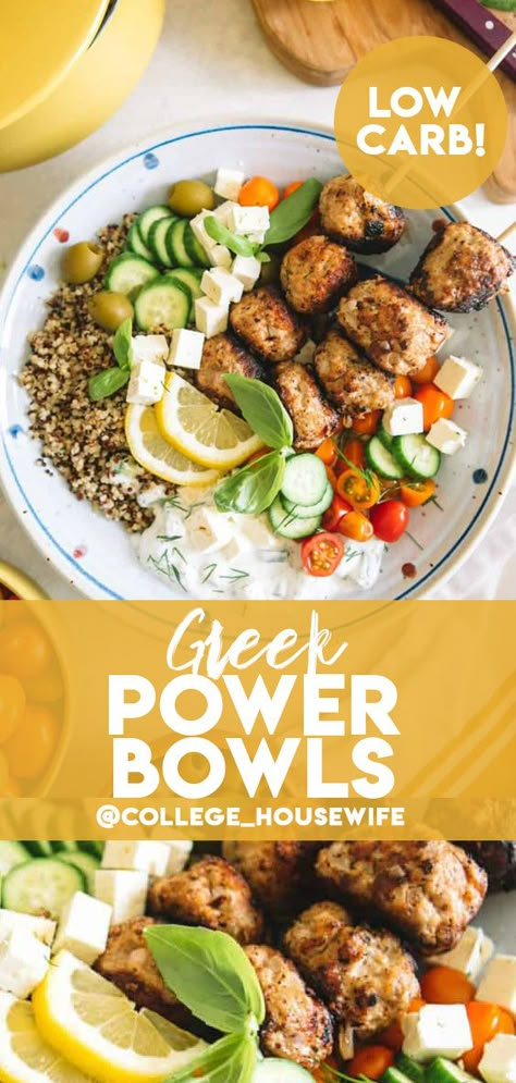 Power Bowl Recipes, Greek Yogurt Sauce, Greek Turkey, Power Bowl Recipe, Mediterranean Bowls, Healthy Food Prep, Bowl Meals, Healthy Bowls Recipes, Power Bowl