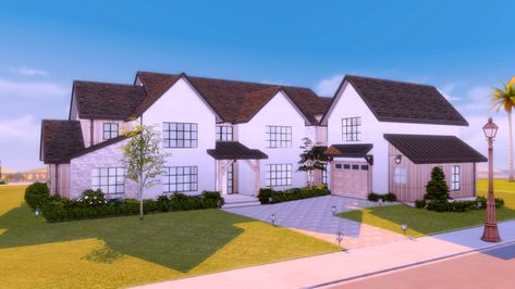 Modern Family Farmhouse, Custom Sims, Sims 4 Family House, Sims 4 Builds, The Sims 4 Lots, Family Farmhouse, Sims 4 Tsr, Sims 4 Challenges, Sims 4 Family