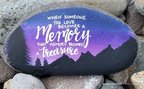 Rip Rock Painting Ideas, Rock Memorial Ideas, Rock Painting Memorial Ideas, In Memory Rock Painting, Memorial Rocks, Painting On Stones, Semicolon Project, Kids Painting Crafts, Diy Rock Art