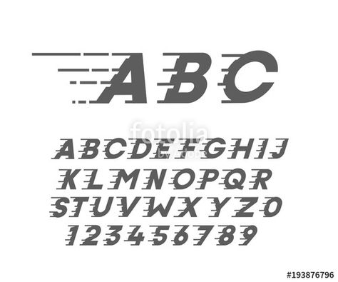 Download the royalty-free vector "Custom font in italic style with motion elements. Speed highly costumized alphabet. Vector typography." designed by Pedro at the lowest price on Fotolia.com. Browse our cheap image bank online to find the perfect stock vector for your marketing projects! Italic Font Alphabet, Speed Typography, Italics Font, Speed Font, Alphabet Cars, Speed Writing, Running Logo, Italic Font, Free Commercial Fonts