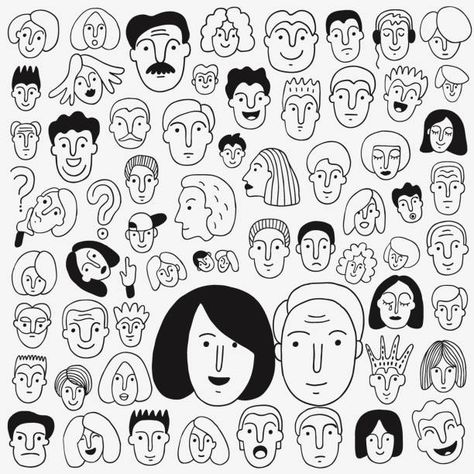 Faces Drawings, Pencil Vector, Cartoon Doodles, Family Icon, Face Doodles, Illustration Family, Doodle People, Human Character, Drawn Icons