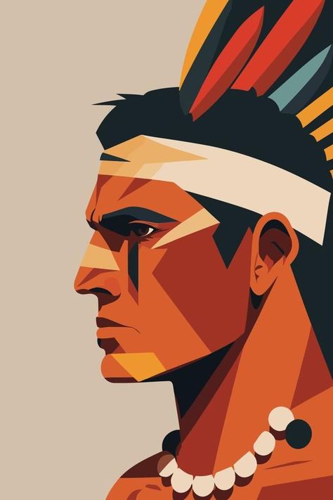 Native american indian man in profile. Vector illustration of native american man, native, #ad, #illustration, #Vector, #Ad Native American Men Art, Indian Girl Tattoos, Native Artwork, Wood Illustration, Native American Men, Ad Illustration, Man Illustration, Indian Tribes, Indian Man