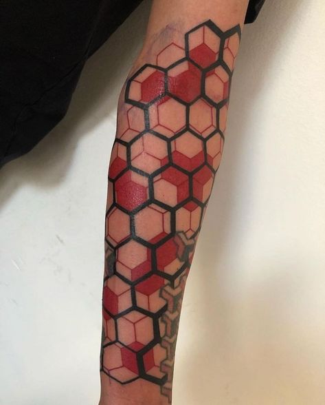 Honeycomb Filler Tattoos, Polka Trash Tattoo Men, Hexagonal Tattoo, Trash Polka Elements, Geometric Tattoo Filler, Gemini Sign Tattoo, Arte Trash Polka, Polka Tattoo Designs, Tatuaje Trash Polka