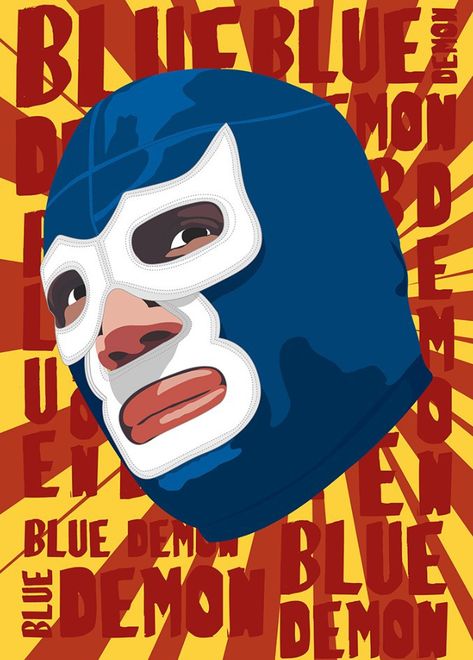 Luchador Mask Art, Blue Demon Luchador, Luchador Art, Mexican Mask, Blue Demon, Pop Art Comic, Wrestling Superstars, Selling Prints, Chicano Art