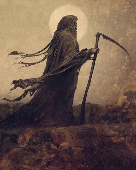 Grim Reaper Scythe, Grim Reaper Tattoo, Reaper Tattoo, Grim Reaper Art, Dark Paintings, Gothic Fantasy Art, Dark Artwork, Dark Art Tattoo, Dark Tattoo