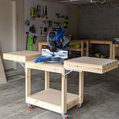 Diy Miter Saw Stand, Miter Saw Stand, Table Saw Station, Mitre Saw Station, Garage Workbench Plans, Table Saw Workbench, Workbench Designs, Mitre Saw Stand, Table Saw Stand