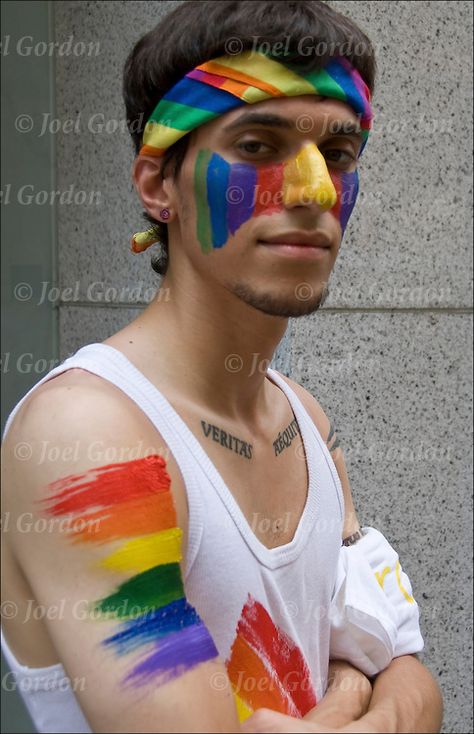 Pride Outfit Ideas, Rainbow Tattoos, Rainbow Outfit, Male Makeup, Pride Outfit, Fade Haircut, Paint Ideas, Rainbow Pride, Mens Costumes