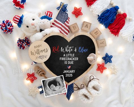 4th of July Pregnancy Announcement Digital | Fourth of July Baby Announcement Digital | Editable Template | Social Media Facebook Instagram July Baby Announcement, July Pregnancy Announcement, Neutral Baby Announcement, Baby Announcement Digital, Digital Baby Announcement, Digital Pregnancy Announcement, July Baby, Baby Red, Baby Lamb